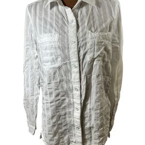 Athleta White Casual Button Down Shirt